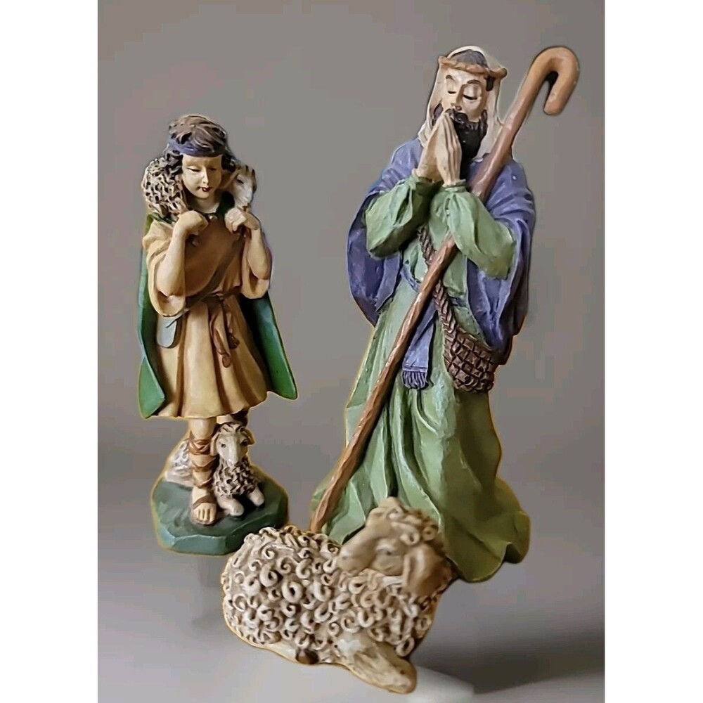 Vintage Avon Nativity Shepherds Figurines 1996 3 Piece 2 Shepherds 1 Lamb